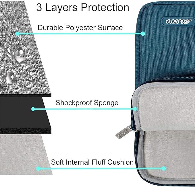 MOSISO Laptop Case 16 inch, 15-15.6 inch Laptop Sleeve Bag with Pocket | Compatible with MacBook Pro 16 M5 M4 M3 M2 M1, HP Acer Dell Lenovo ASUS, Polyester Vertical Computer Bag, Deep Teal - Image 3