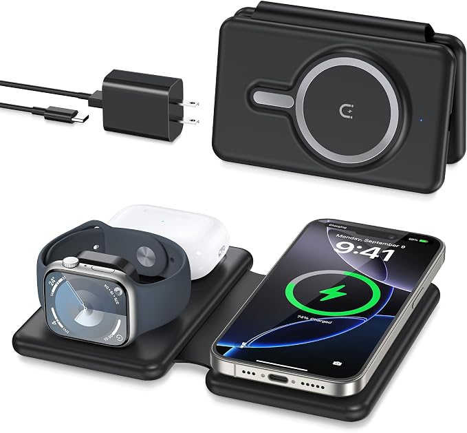 Wireless Charger iPhone - 3 in 1 Charging Station for Apple Devices for iPhone 17 16 15 14 13 12 Pro Max Plus - Foldable Magnetic Charging Pad for Apple Watch Series & Airpods Series - Image 8
