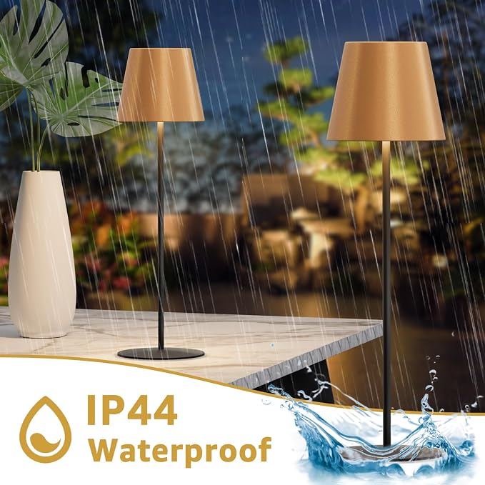 uuffoo 2 Pack Cordless Table Lamp Rechargeable 5000mAH Battery Operated Lights Touch Control LED Portable Desk Lamps 3 Color Dimming for Outdoor Coffee Bedroom Kitchen (Gold+Black) - Image 4