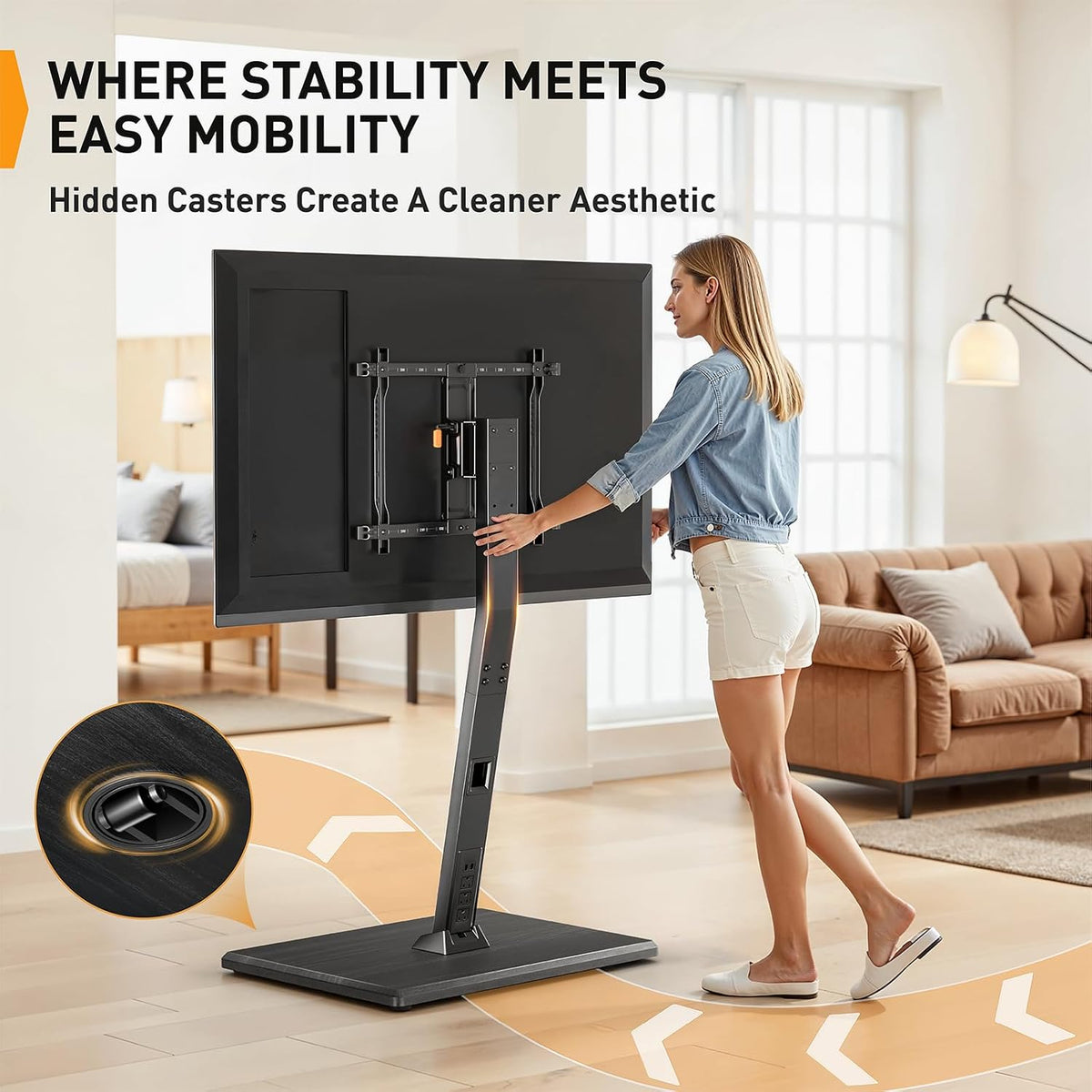 Perlegear Rolling TV Stand with Power Outlet for 32–70 inch TVs - Image 2