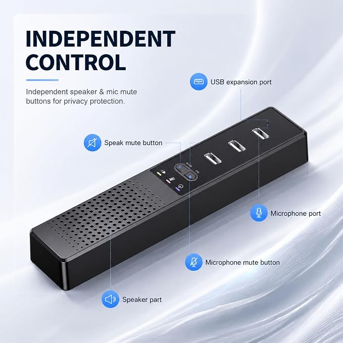 3 in 1 USB Computer Speaker with Microphone, PC Laptop Desktop Conference Speaker with Mic for Smart Home Office and Online Study，360 Degree Enhanced (Modern) - Image 6