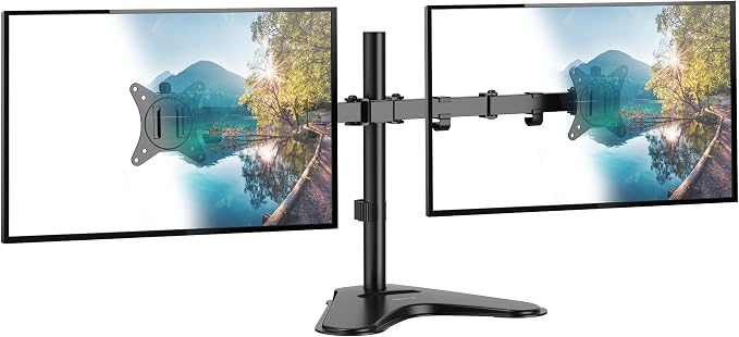 Mount-It! Dual Monitor Desk Stand Mount for 2 Screens VESA 75x75 & 100x100 | For Monitors up to 32”, Height Adjustable with Tilt, Swivel & Rotation - Image 9
