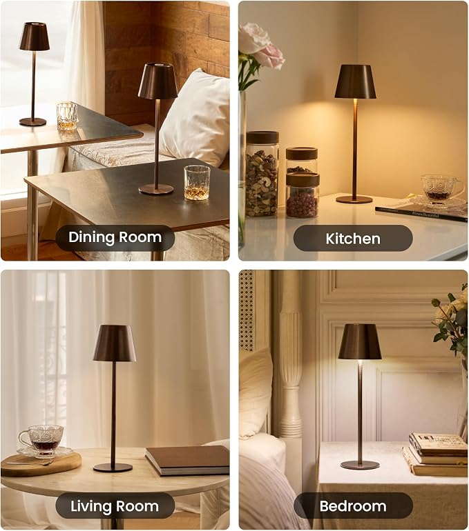 3 Pack Cordless Table Lamp, Portable Battery Operated Lamp with 3 Color Temps and Stepless Dimming, Rechargeable Table Lamp for Dinner, Desk, Cafe, Outdoor (Brushed Mocha) - Image 8