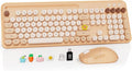 Wireless Keyboard and Mouse Combo, Retro Round Keycaps, Full-Size Typewriter Keyboard with Phone/Tablet Holder, Ergonomic Mouse with 3-Level DPI, 2.4GHz Connection for Windows/PC (Beige Colorful) | Full-Size Retro Typewriter-Style Keyboard, Tilt Legs, ... by SABLUTE