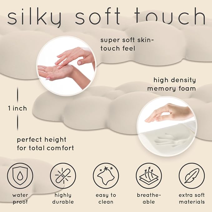 Cloud Keyboard Wrist Rest – Create-ables Qloud Cloud Wrist Rest for Computer Keyboard and Mouse, Ergonomic Memory Foam Wrist Pad with Non-Slip Base, Includes Cloud Mouse Pad – Beige - Image 6