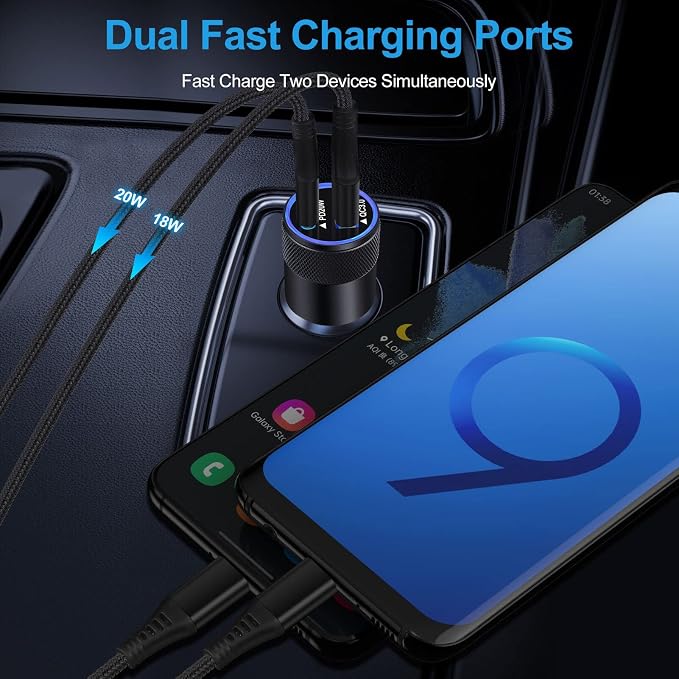Type C Charger Fast Charging Block for Samsung Galaxy S25, A15 5G,A16,A55 | A35,A14,A13,A25,S24 S23 FE,A03s,A53,Z Fold6,20W PD 3.0 USB C Wall Charger 38W Car Adapter+2 PCS Android 6ft USB C-to-C Cable - Image 4
