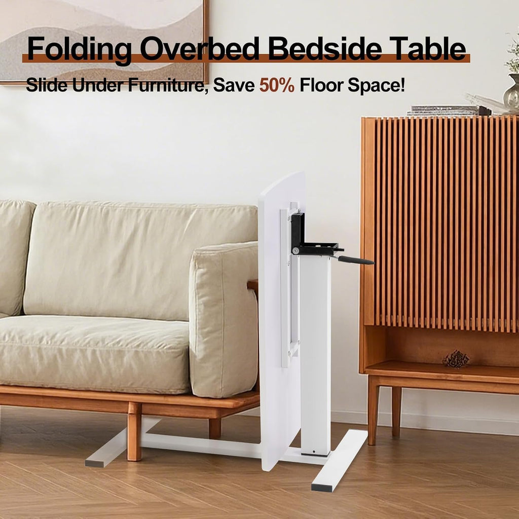 32" Foldable Pneumatic Adjustable Overbed Table with Wheels - Image 3