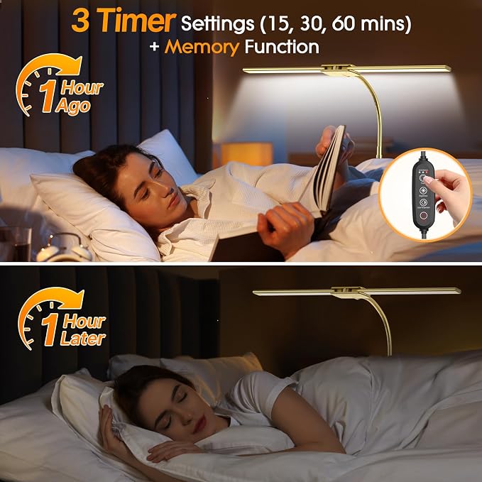 Syrinx LED Desk Lamp for Office Home, Dual Head Eye-Care Architect Lamp | Gesture/Wired Control, Flexible Neck, Bright Desk Light with Memory/Timer, 50 Lighting Modes for Study, Drafting, Gold - Image 7