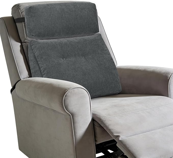 Lumbar Support Pillow for Recliner Chair with Headrest, Dual-Layer Large Back Pillow for Deep Couch & Sofa, Memory Foam Lower Back Support Cushion Set for Sciatica Relief Dark Grey by TANYOO