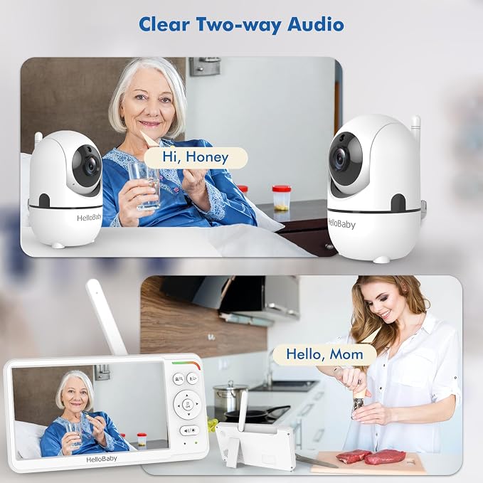 HelloBaby 6'' No WiFi Video Baby Monitor with Camera Audio, 30H Battery | World's First 6" IPS Screen, Private No-WiFi, Pan Tilt Zoom, Night Vision, 1000ft, Easy Setup, 2-Way Talk, VOX, Portable, Mom - Image 8