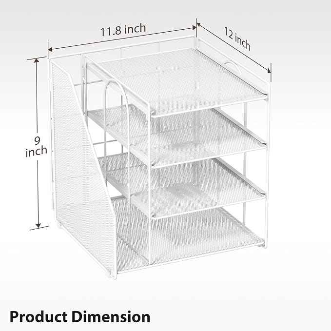 White Desk Organizer and Accessories, 4-Tier Paper Organizer for Desk, Office Accessories & Workspace Organizers and Desktop Storage for Office Supplies (White) - Image 6