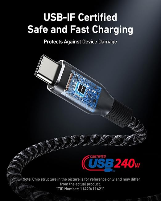 Anker Prime USB C to USB C Cable, 240W Fast Charging Durable Cable (3 ft) | USB 2.0 Upcycled Braided Nylon, 100-Year Bend Durability for iPhone 17 / 17 Pro / 17 Pro Max, MacBook, Galaxy, and More - Image 6