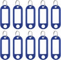 Uniclife 10 Pieces Key Tags 2 Inch Soft Plastic Key Chain Tags with Blank Paper Labels Clear Windows Protective Films and Split Rings Flexible Item Identifiers, Blue by Uniclife