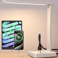 LED Desk Lamp for Dorm Office, USB-C & 2 AC Outlets Charging, White | LED Desk Lamps for Home Office with 2 USB Charging Ports(1 USB-C), 2 AC Outlets, Foldable Small Desk Lamp for Study Reading by COZOO
