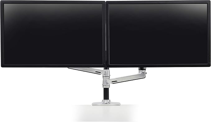 Ergotron – LX Vertical Stacking Dual Monitor Arm, VESA Desk Mount – for 2 Monitors Up to 24 Inches, 7 to 20 lbs Each – Polished Aluminum - Image 2