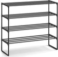 SONGMICS Shoe Rack, 4-Tier Shoe Organizer, Metal Storage Shelf | for Entryway, Upright or Upside Down, for 20-25 Pairs, Stackable, 11.8 x 36.2 x 29.1 Inches, Black ULSA14BK by Unknown