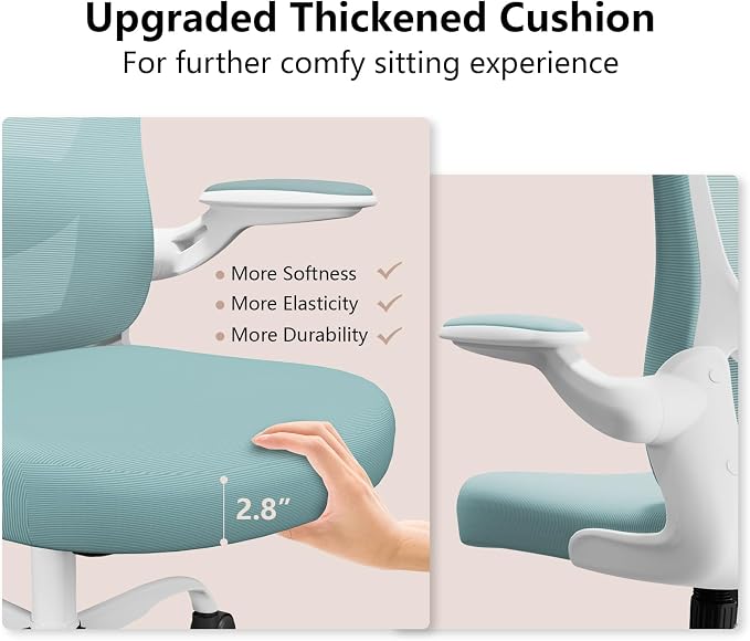 Ergonomic Office Chair, Comfort Swivel Home Office Task Chair, Breathable Mesh Desk Chair, Lumbar Support Computer Chair with Flip-up Arms and Adjustable Height - Image 3