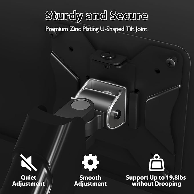 BONTEC Dual Monitor Wall Mount for 13-32 Inch Screens, VESA 75x75/100x100mm | Height Adjustable Gas Spring Arm with Tilt, Swivel & Rotate, Hold Up to 19.8 lbs, Fully Adjustable, Office & Home Use - Image 5
