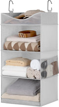 StorageWorks 3-Shelf Hanging Closet Organizer with Half Compartment, Ivory | Add More Storage to Small Closets, a Side Pocket and Half Compartment, Ideal for Bedrooms, Dorms and RVs,Light Grey by StorageWorks