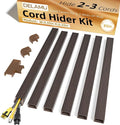 Delamu Cord Hider, 85in Cord Covers for 2-3 Wires on Wall, Self-Adhesive Cable Hider, PVC Wire Hiders Wire Covers for TV Cords on Wall, Easy Mount Cable Cover Raceway Kit, W0.95 H0.55in, Darkwood by DELAMU