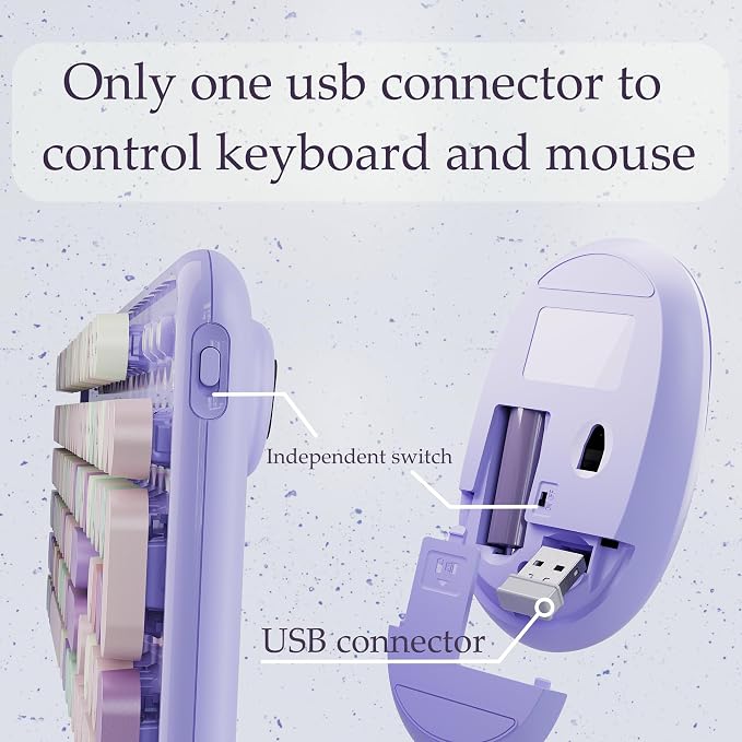 Colorful Wireless Keyboard and Mouse Combo Purple Colorful | Full-Sized Office Keyboard with Typewriter Flexible Keys, 2.4GHz Dropout-Free Connection, Optical Mouse for PC Laptop - Image 5