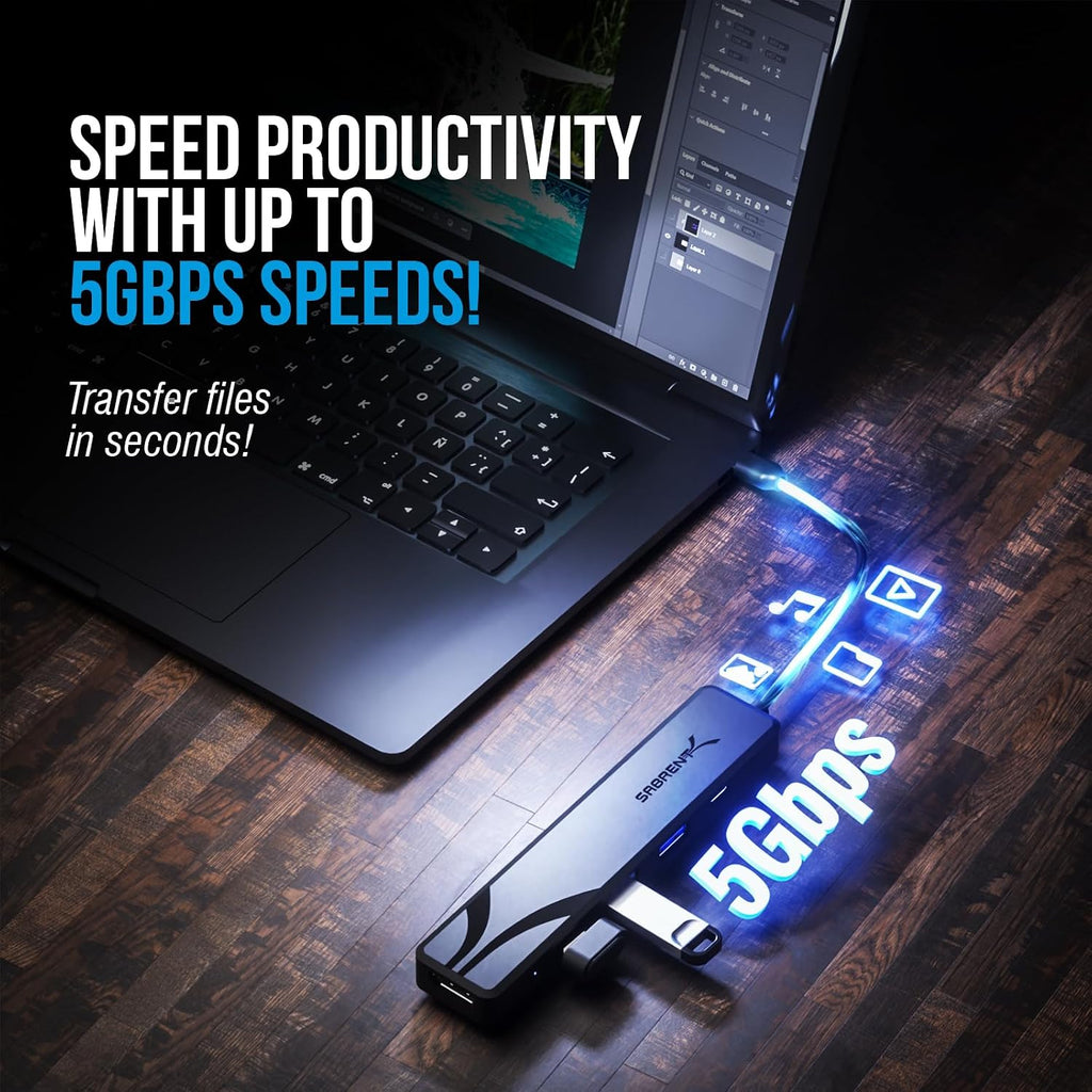 SABRENT USB-C Hub, USB-C to 4K@60Hz HDMI, 100W PD (HB-TC5P) - Image 5