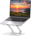 SOUNDANCE 360 Rotating Laptop Stand, Ergonomic Computer Riser for Desk, Adjustable Height Multi-Angle Metal Holder, Foldable Portable Notebook Elevating Base for Office & Home, White by Soundance