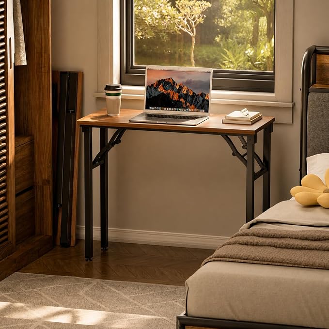 Folding Desk Foldable Desk - Folding Table for Small Spaces, Portable Compact Laptop Workstation for Computer Tasks, Study, Craft, Sewing, Home Office, Bedroom, Dorm and Narrow Space Storage - Image 8