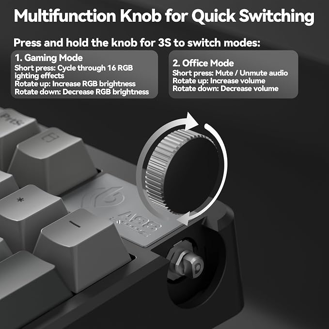 LEOBOG A98 Wireless Mechanical Keyboard, Tri-Mode BT5.0/2.4GHz/USB-C, Creamy Keyboard with Number Pad, Gasket Structure Hot Swappable, PBT Keycaps, RGB Backlit Black Gaming Keyboard with Knob for PC - Image 4