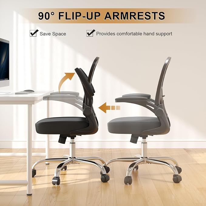 Office Chair|Ergonomic Desk Chairs 330LBS Capacity | Flip-up Armrests,Mesh Computer Chair,High Back,Comfy Work,Adjustable Lumbar Support - Image 4