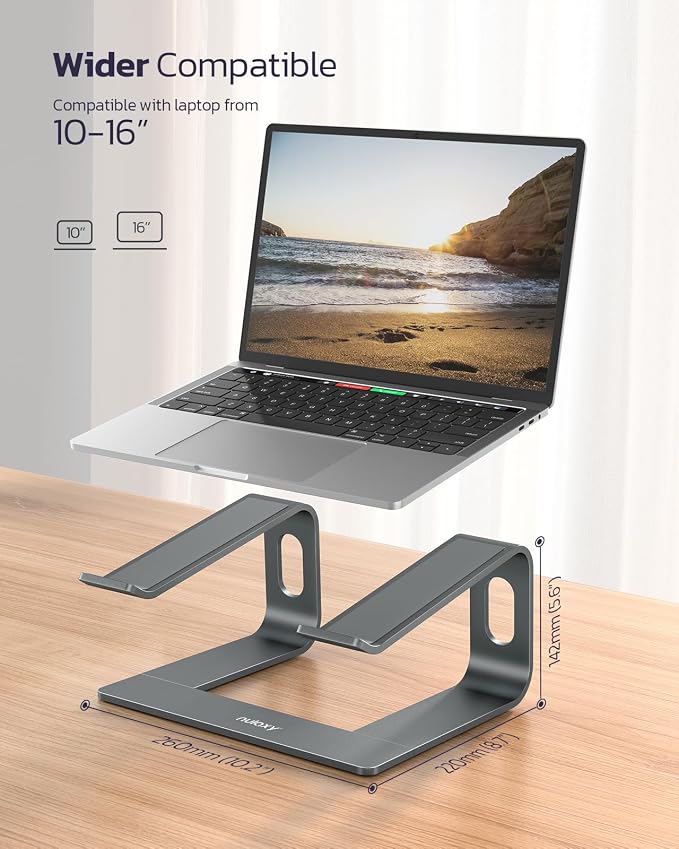 Nulaxy Full Aluminum Laptop Stand, Stable Support to 22 lbs, Open Cooling | Detachable for Portable Storage, Easy Setup, Saves Desk Space, Compatible with 10-16 Inch Laptops, Office Desk Accessories - Image 5