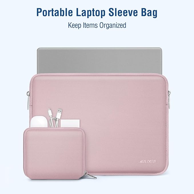 MOSISO Laptop Case 18.5 inch, 18-18.5 inch Laptop Sleeve with Small Case | Compatible with ASUS Gaming Monitor HP Dell Lenovo Notebook, Neoprene Computer Sleeve Bag, Baby Pink - Image 2