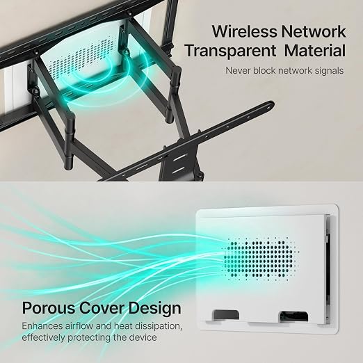 9" in-Wall Media Box Recessed Outlet Cable Management Kit 2 Pack | Structured Media Enclosure, One Connect & Network Switches, Fits Fire TV Stick Samsung, Recessed In-Wall Design, 2 Pack - Image 7