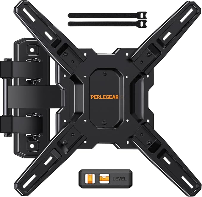 Perlegear Full Motion TV Wall Mount for 26–65 inch TVs up to 82 lbs | Max VESA 400x400mm, Heavy-duty Wall Mount TV Bracket with Articulating Arms, Tool-Free Tilt, Swivel, Extension, PGMF3 by Perlegear