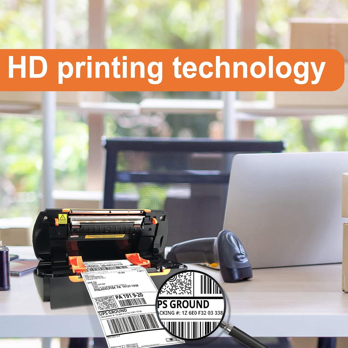 OausTect Shipping Label Thermal Printer Thermal Label Printer for Printing 4x6 Label Media, Lightweight USB Barcode Printer for Shipping Packaging, 150mm/sec High Speed Desktop Label Printer - Image 4