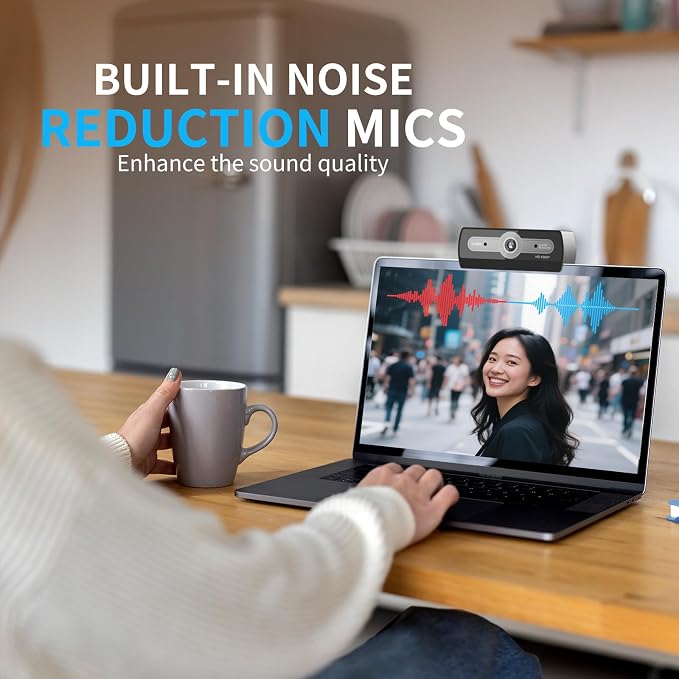 1080P Webcam with Microphone, USB Computer Camera for PC Full HD Web Cam for Desktop Computer Auto Light Adjustment Streaming Camera Plug and Play Noise Cancelling Webcam for Windows & Mac - Image 5