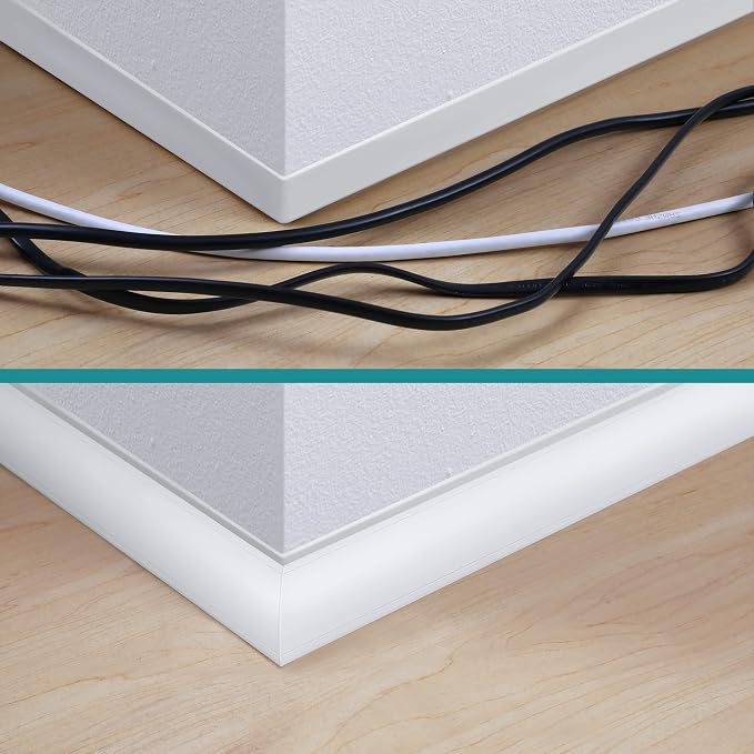 ZhiYo 15ft Corner Cable Hider for 3-5 Cords, Wall & Floor Cord Hider Beige | Self-Adhesive Cable Concealer, 5 Pack (3ft Each), Quarter Round Cable Management Raceway for Baseboards & Ceiling Corners - Image 4