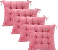 4 Pack Square Seat Cushion Chair Pads for Kitchen Dining Chairs, Soft Comfort Velvet Chair Mat Pillow Cushions with Ties for Office Desk Living Room Tatami 15.5", Pink by MissSoul