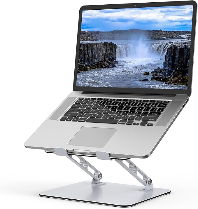 Laptop Stand for Desk, Adjustable Laptop Riser Holder | Metal Foldable Computer Stand Portable Notebook Mount, Ventilated Cooling Tablet Stand Compatible with 10-15.6” Laptops by Gogoonike