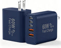 USB C Charging Blocks, 60W USBC Wall Fast Charger Block, Type C Phone USB C Charger Fast Charging Brick, 5-Port Multiport Charger Plug Power Adapter for Phone 17/16/15/14/13 Pro Max, Pad,S25-DeepBlue by Duloch