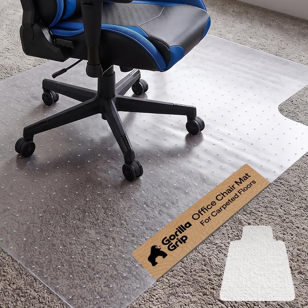 GORILLA GRIP Office Chair Mat for Carpet Floors, Heavy Duty 29x47 Clear Lip by GORILLA GRIP