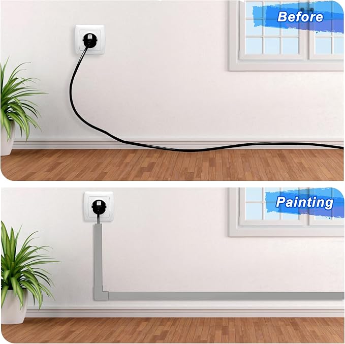 Wire Covers for Cords Kit-392.5in Wire Hiders for TV on Wall, Cord Cover Wall, Cord Hider Wall Mounted TV, TV Cable Hider Wall Kit for Wire Cover, Cord Concealer, 25 x L15.7 W 0.95H 0.55in, Grey - Image 6