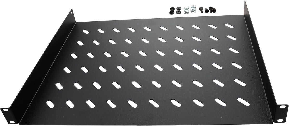NavePoint Universal Rack Tray Vented Shelves 1U Black 14 Inches (350mm deep) No Lip - Image 5