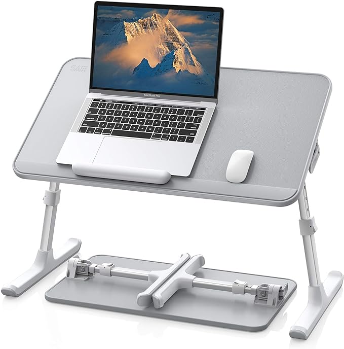 SAIJI Non-Slip Leather Lap Desk Laptop Bed Tray Table, Laptop Stand for Bed | Portable Lightweight Standing Desk for Writing Eating Reading Couch Sofa Floor with Laptop Stopper by SAIJI