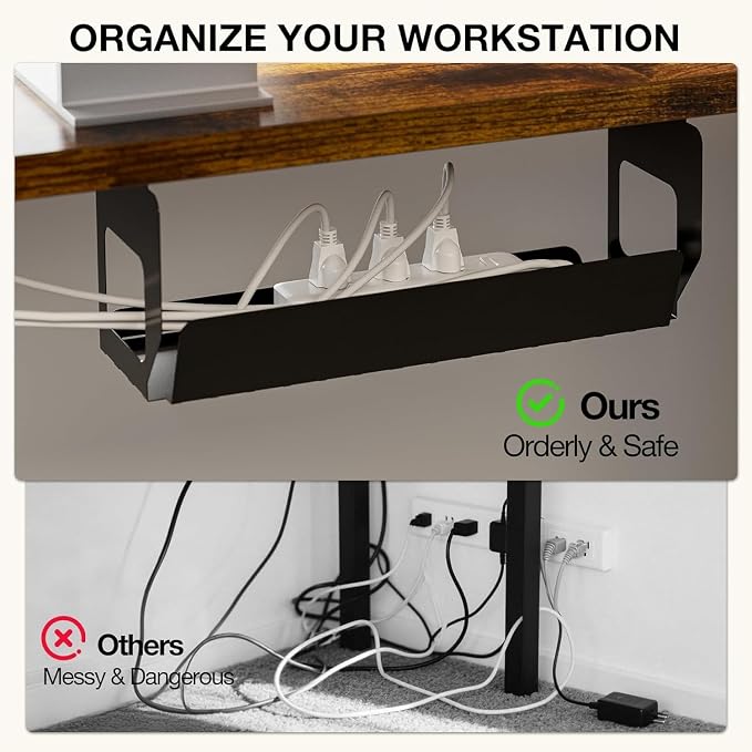 Muvai 71 Inch L Shaped Standing Desk Adjustable Height with Cable Management Tray,Gaming Electric Corner Standing Desk, Sit Stand Computer Table with Reversiable Splice Board, Rustic Brown - Image 6