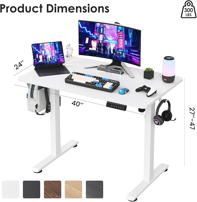Electric Standing Desk Adjustable Height Sit Stand Home Office Desk with Splice Board - Image 2