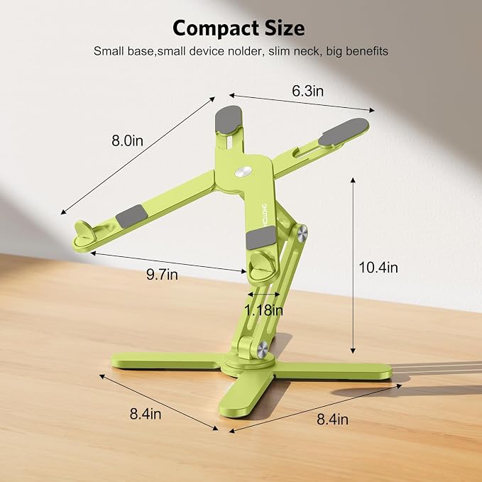 OMOTON LA10 360° Rotating Laptop Stand Riser Foldable for Desk, Citron | Aluminium Aolly, Adjustable Height Angles, Collaborative Work, Easy Storage, Fits Laptops up to 17", for MacBook Pro/Air HP - Image 6