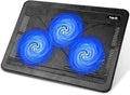havit HV-F2056 15.6"-17" Laptop Cooler Cooling Pad - Slim Portable USB Powered (3 Fans), Black/Blue | Three quiet USB-powered fans circulate air below the laptop, two height settings improve viewing and typing comfort by havit