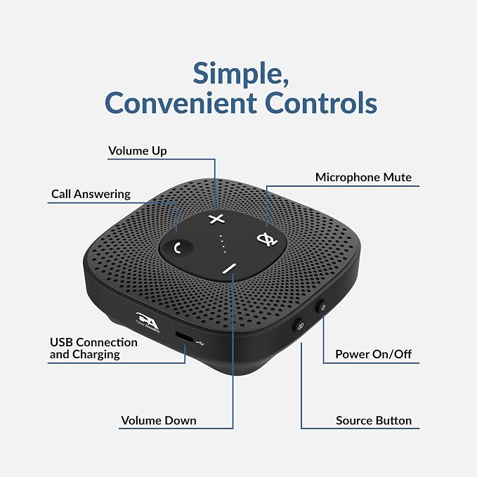 Cyber Acoustics SP-2000 USB Bluetooth Speakerphone with 360-Degree Mic | Great for Conference Calls, 66ft Wireless Range, 12-Hour Battery Life, Full Duplex Audio - Image 10