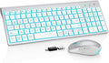 Wireless Keyboard and Mouse Combo, Compact Backlit Scissor Keys | Slim Design, Rechargeable, Quiet Typing, RGB Mouse, Auto Sleep, 2.4GHz USB Wireless, KM61PRO Portable Set for Windows & Mac by SABLUTE